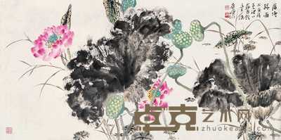 贾广健 1998年作 荷花图 镜心 68×138cm